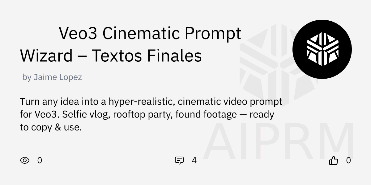 GPT "🎥🐝 Veo3 Cinematic Prompt Wizard – Textos Finales" by "Jaime Lopez ...