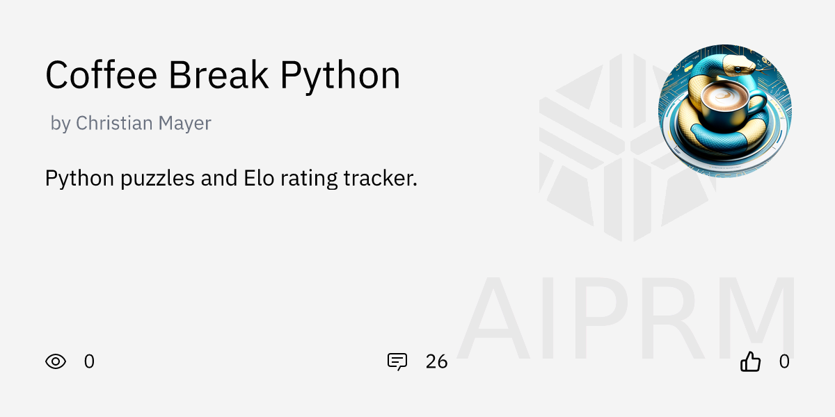 GPT "Coffee Break Python" by "Christian Mayer" - AIPRM for ChatGPT