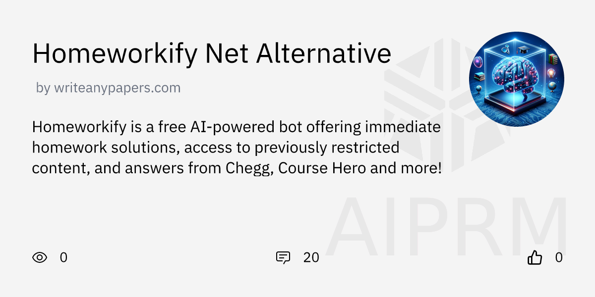 GPT Homeworkify Net Alternative By writeanypapers AIPRM For 