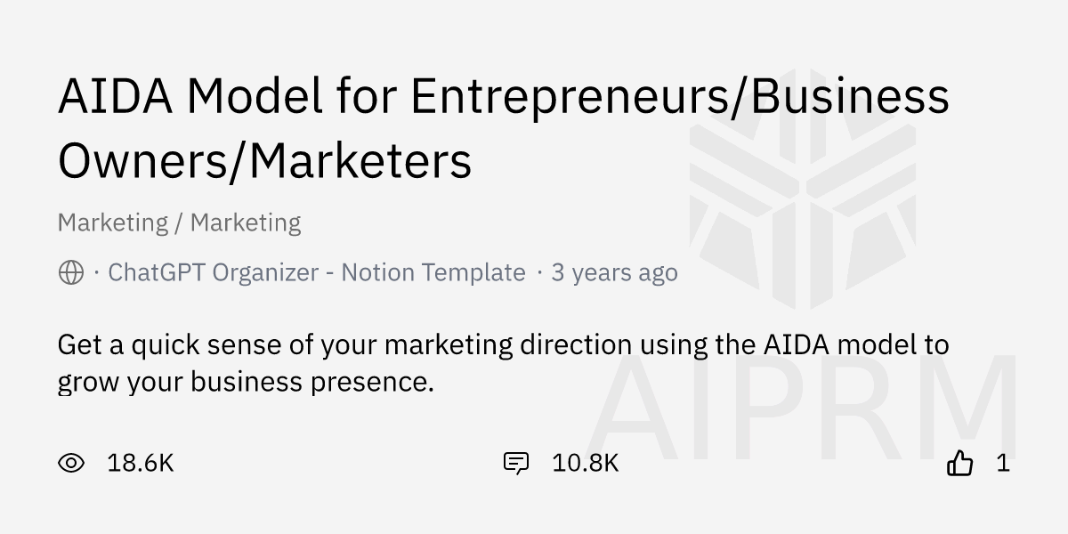 Prompt "AIDA Model for Entrepreneurs/Business Owners/Marketers" by