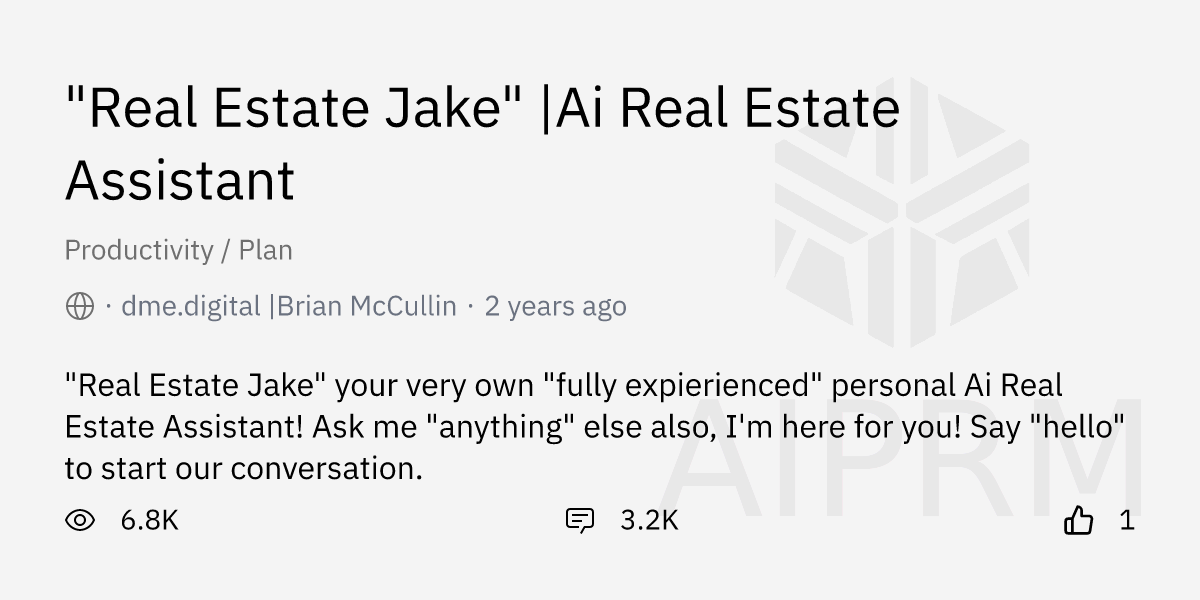 Prompt ""Real Estate Jake" Ai Real Estate Assistant" by "dme.digital