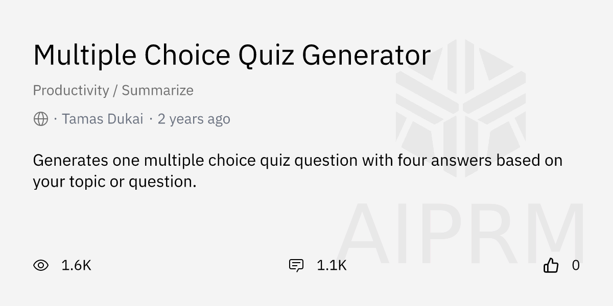 ai powered multiple choice quiz generator create