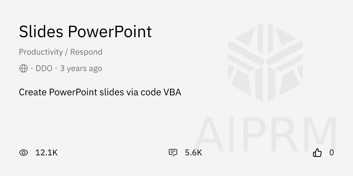 Prompt "Slides PowerPoint" by "DDO" AIPRM for ChatGPT
