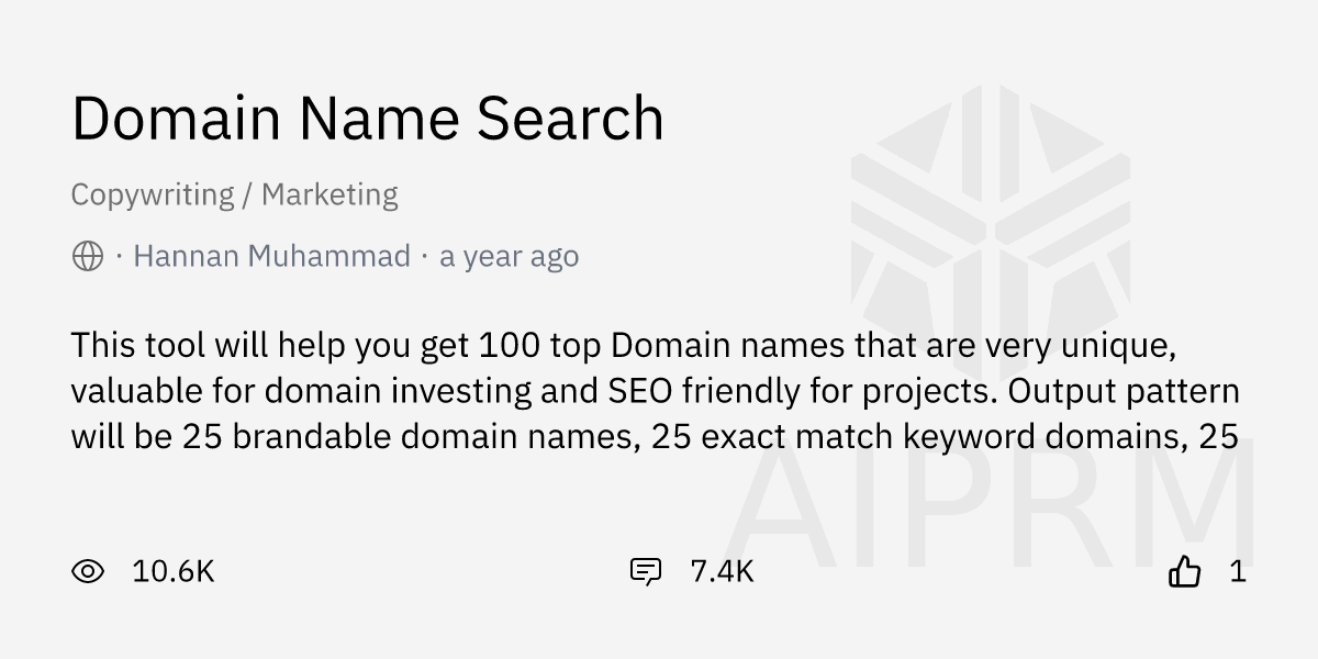 prompt-domain-name-search-by-hannan-muhammad-aiprm-for-chatgpt