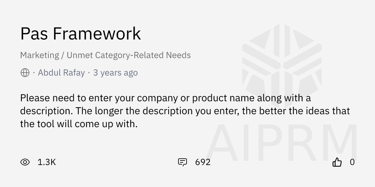 Prompt "Pas Framework" by "Abdul Rafay" AIPRM for ChatGPT