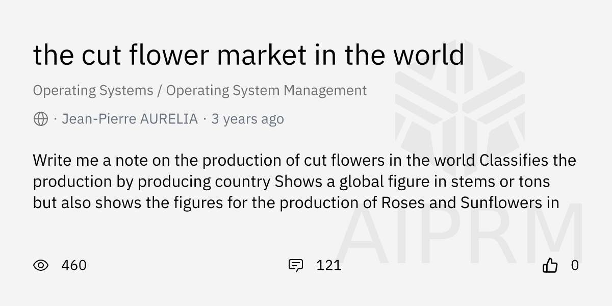 Prompt "the cut flower market in the world" by "JeanPierre AURELIA