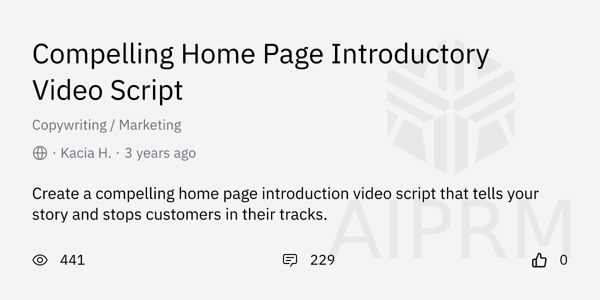 Prompt Home Page Introductory Video Script" by "Kacia H