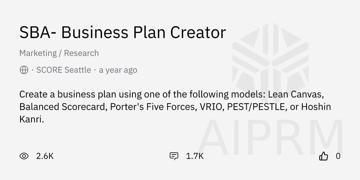 sba business plan creator